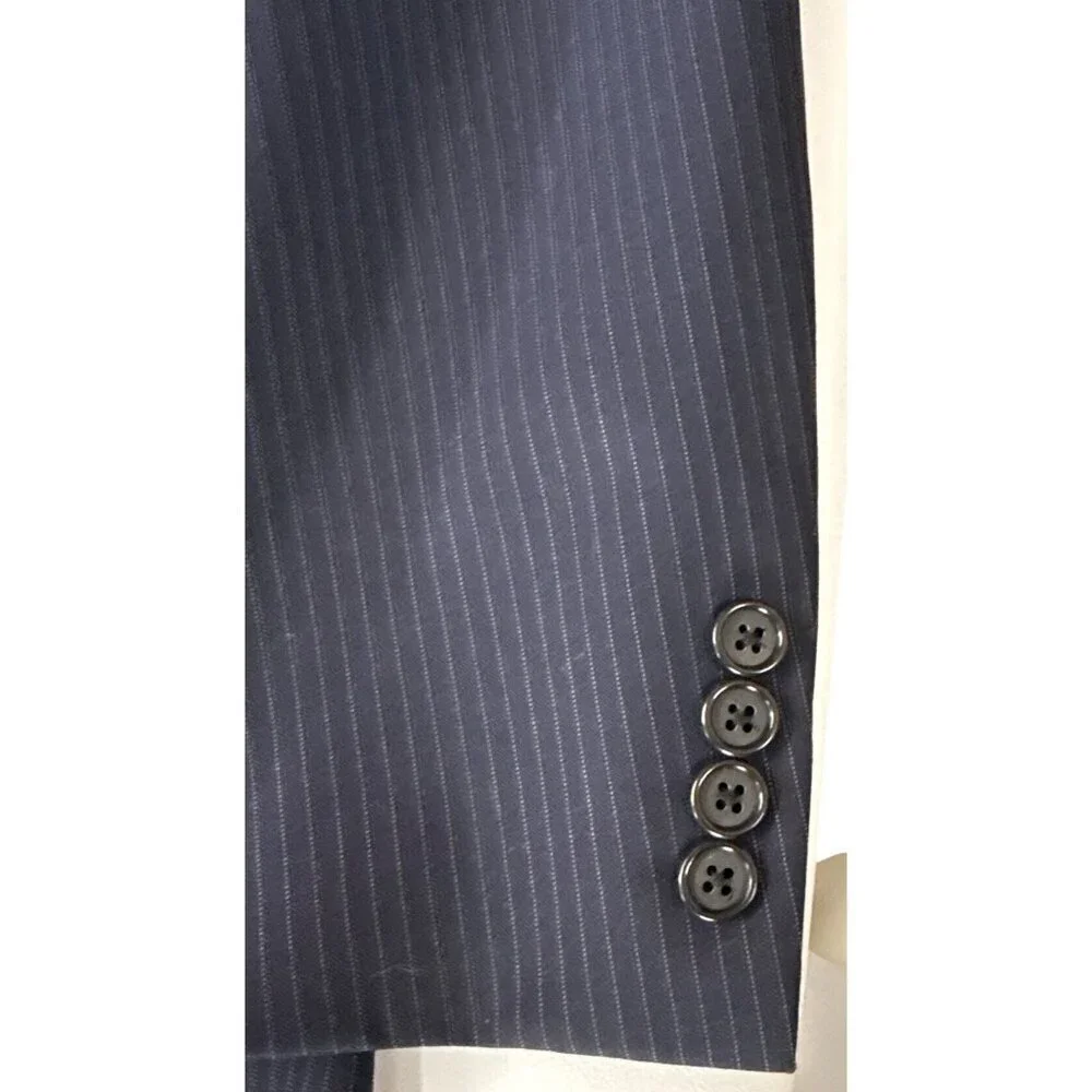 Hickey Freeman Single Breasted Pinstripe Suit Jacket~Size 48R~Blue L9 27